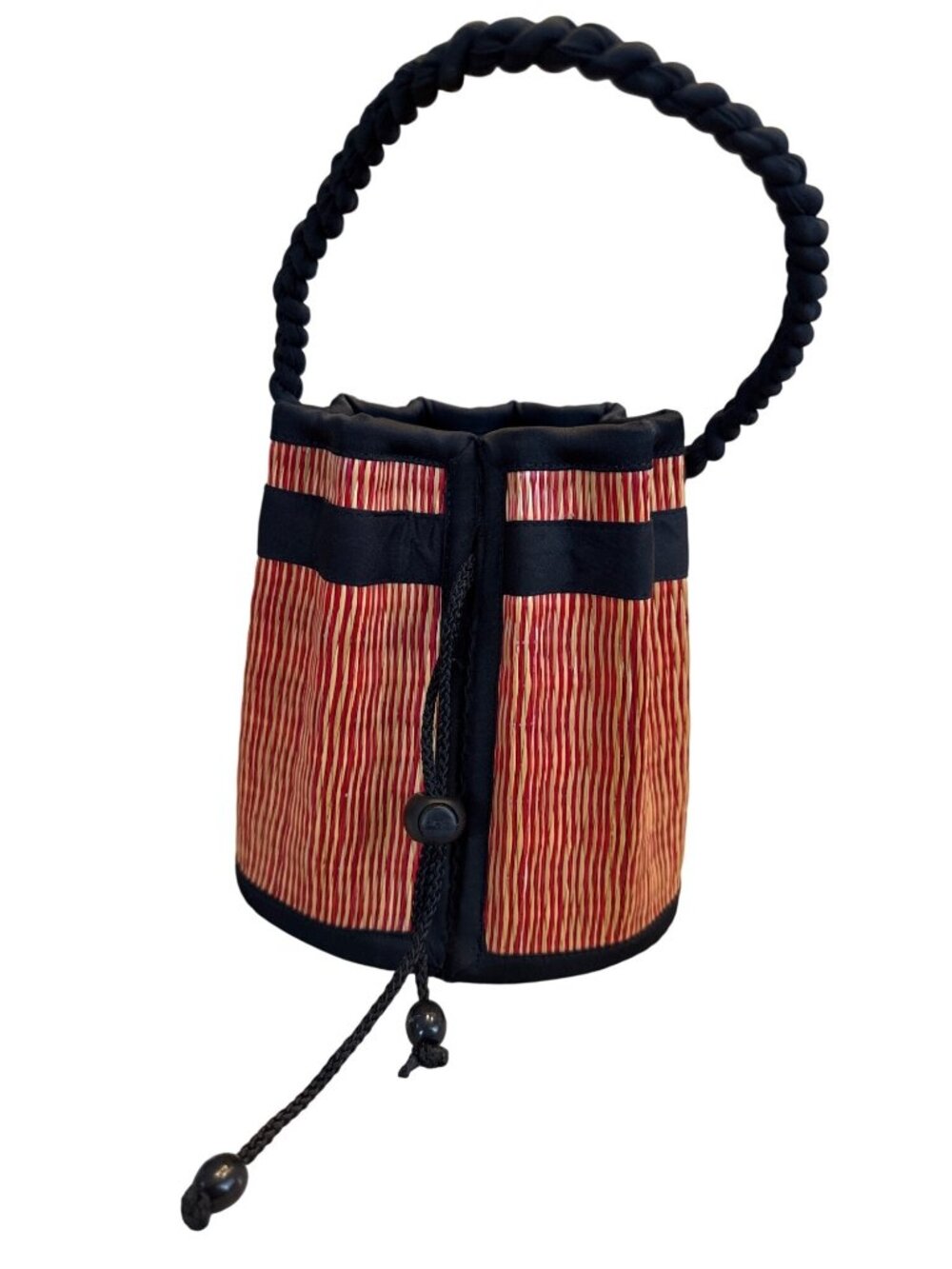 Tatami Small Mini Bucket Bag Drawstring Cambodia Basket Adorable Artisan Boho